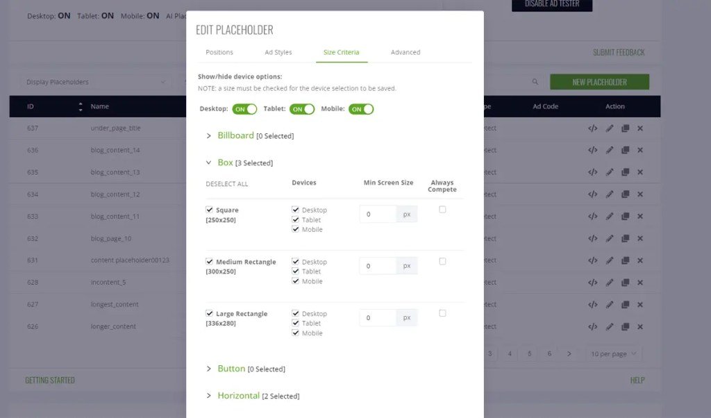 كيفية زيادة ارباح Ezoic EPMV (31 نصيحة) 2 ezoic monetization ad sizes