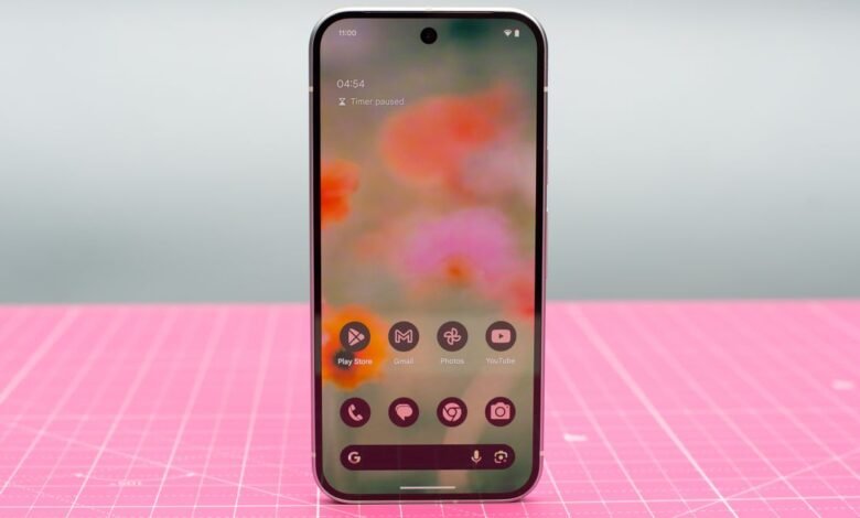 Google Pixel 9 in green Wintergreen color showing AI features on screen