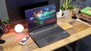 best Windows laptop HP Victus 15 sitting on a desk